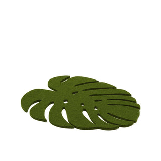 Merino Wool Felt Medium Monstera Leaf Trivet: Loden Green