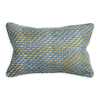 Naples Moss Azure linen cushion 35x55cm