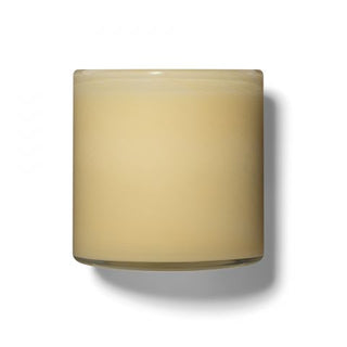 Beige colored glass candle.