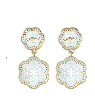 Asha mother of pearl and gold dipped chandelier earrings